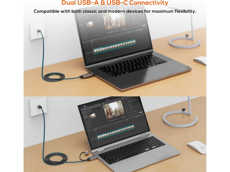 Mbeat ToughLink 2m USB & USB-C to RJ45 CAT6 Ethernet Cable - Space Grey