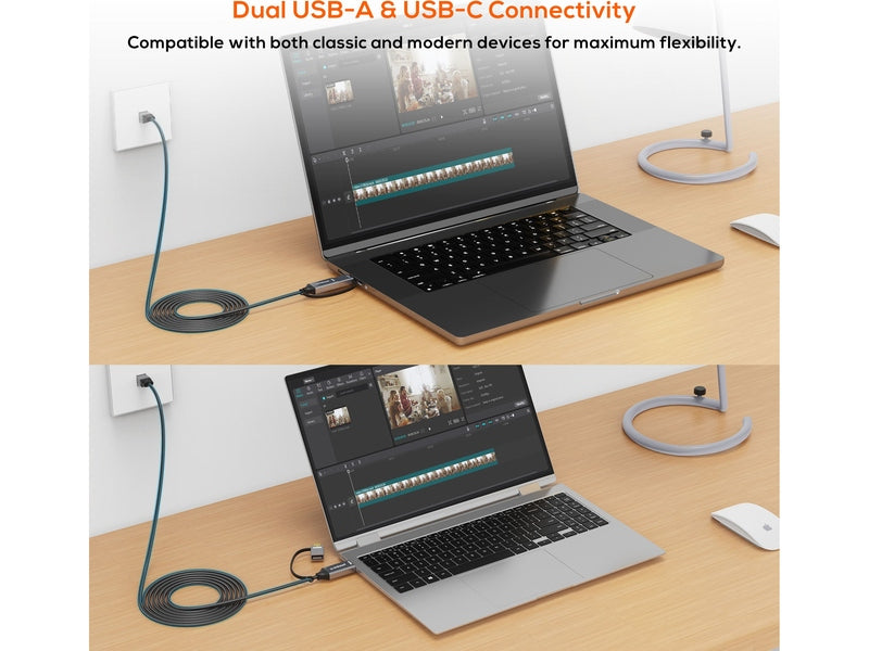 Mbeat ToughLink 3m USB & USB-C to RJ45 CAT6 Ethernet Cable - Space Grey