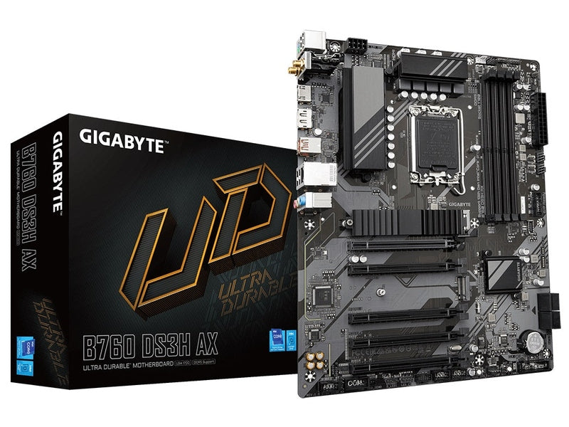 Gigabyte B760 DS3H AX Intel LGA 1700 ATX Motherboard, 4x DDR5 ~128GB, 5x PCI-E x16, 2x M.2, 4x SATA, 1x USB 3.2, 1x USB-C, 4x USB 2.0