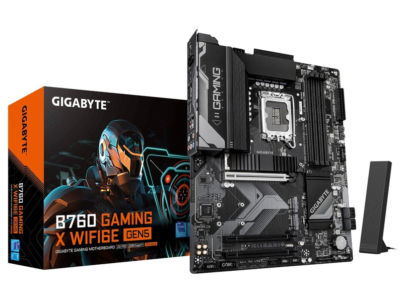 Gigabyte B760 GAMING X WIFI6E GEN5, Intel LGA 1700 ATX Motherboard, 4x DDR5 ~256GB, 3x PCI-E x16, 3x M.2, 4x SATA, 1x USB 3.2, 1x USB-C, 5x USB 2.0
