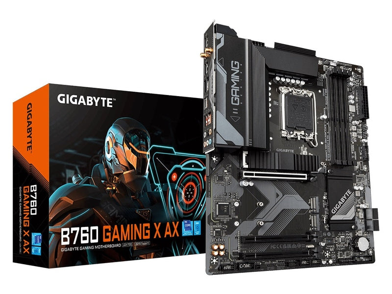 Gigabyte B760 Gaming X AX Intel LGA 1700 ATX Motherboard, 4x DDR5 ~128GB, 3x PCI-E x16, 3x M.2, 4x SATA, 2x USB 3.2, 1x USB-C, 5x USB 2.0