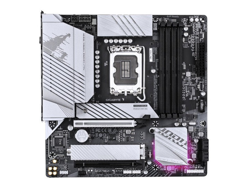 Gigabyte B760M AORUS ELITE WIFI6E GE Intel LGA 1700 mATX Motherboard, 4x DDR5 ~256GB, 2x PCI-E x16, 2x M.2, 4x SATA, 8x USB 3.2, 8x USB 2.0