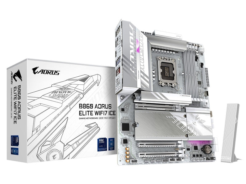 Gigabyte M/B B860 A ELITE WF7 ICE 1.0, Intel ® B860, 4 x DDR5 up to 256 GB, 2x HDMI, 3 x PCI Express x16, 3 x M.2, 4 x SATA, 6 x USB 3.2