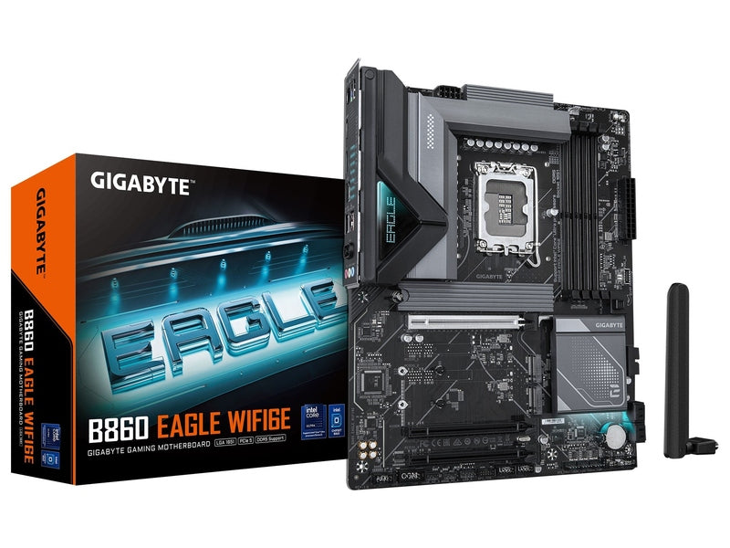 Gigabyte M/B B860 EAGLE WIFI6E 1.0, Intel ® B860, 4 x DDR5 up to 256 GB, 1x HDMI, 3 x PCI Express x16, 3 x M.2, 4 x SATA, 3 x USB 3.2