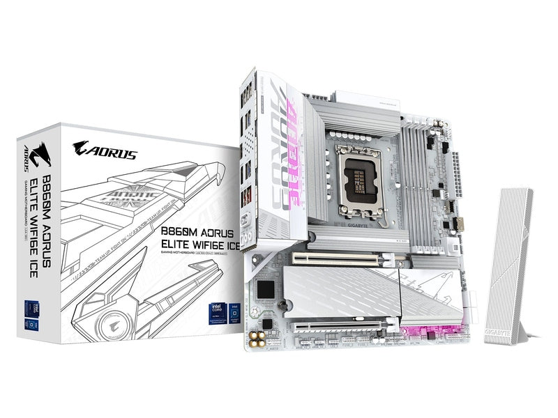Gigabyte M/B B860M A ELT WF6E ICE 1.0, Intel ® B860, 4 x DDR5 up to 256 GB, 2x HDMI, 2 x PCI Express x16, 3 x M.2, 4 x SATA, 9x USB 3.2