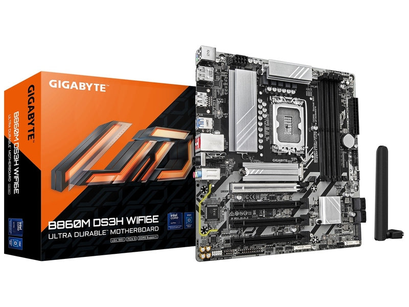 Gigabyte M/B B860M DS3H WIFI6E 1.0, Intel ® B860, 4 x DDR5 up to 256 GB, 1x HDMI, 4 x PCI Express x16, 2 x M.2, 4 x SATA, 5x USB 3.2