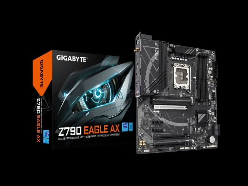 Gigabyte Z790 EAGLE AX Intel LGA 1700 ATX Motherboard, 4x DDR5 ~192GB, 3x PCI-E x16, 3x M.2, 4x SATA, 5x USB 3.2, 1x USB-C, 2x USB 2.0