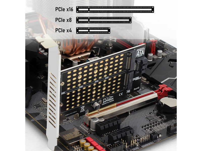 Simplecom EC412v2 NVMe and SATA M.2 SSD to PCIe x4 Expansion Card