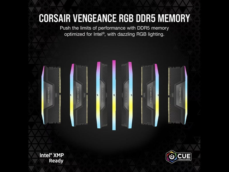 Corsair Vengeance RGB 32GB 2x16GB DDR5 DRAM 6000MT/s CL38 Memory Kit — Black