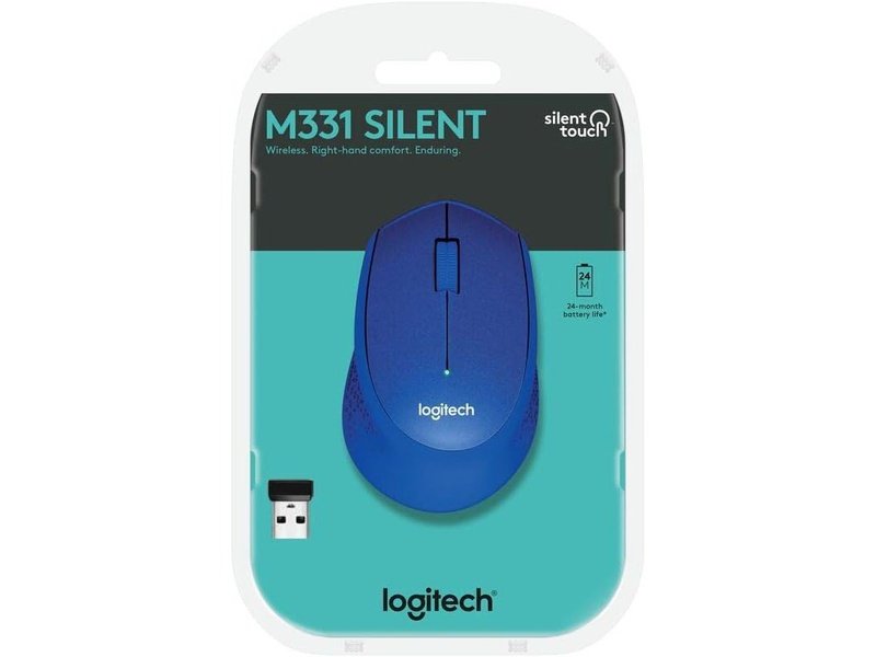 Logitech M331 SILENT PLUS Wireless Mouse Blue DPI Min/Max : 1000± 1-Year Limited Hardware Warranty