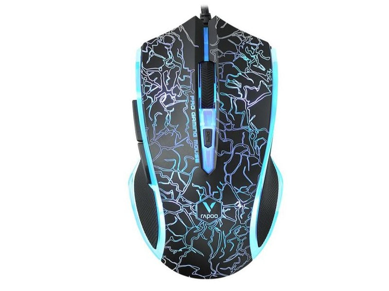 RAPOO V20S Wired LED Optical Gaming Mouse Black - Up to 3000dpi 16m Colour 5 Programmable Buttons LS