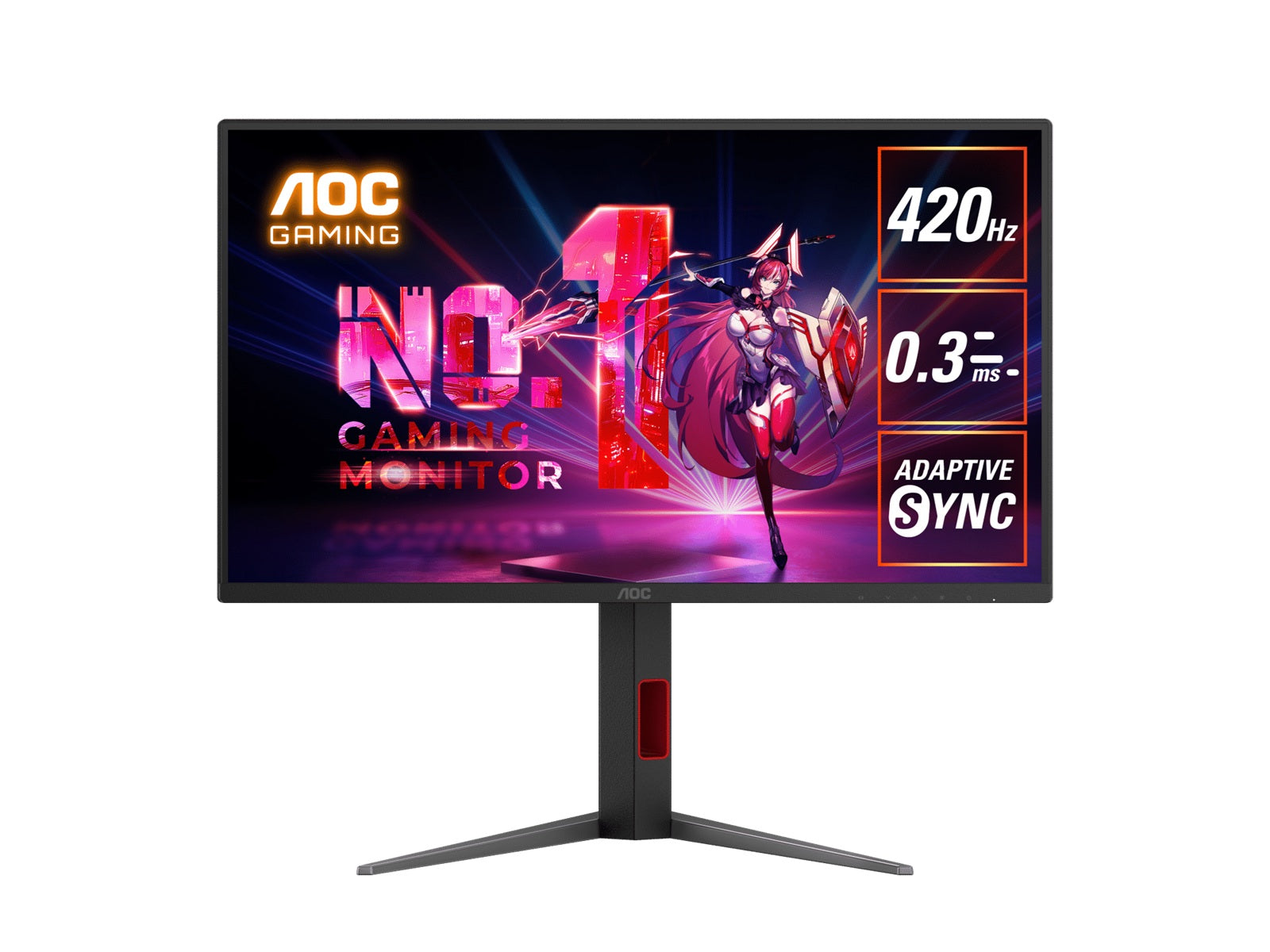 AOC 24.5" 420Hz Gaming Monitor 420Hz, DP/HDMI, height/swivel/pivot tilt, VESA mount