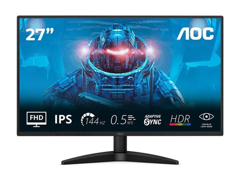 AOC 27" IPS Monitor 144H, 0.5ms, HDMI 1.4, DP 1.4, tilt, VESA, 22W, 3.11kg, black