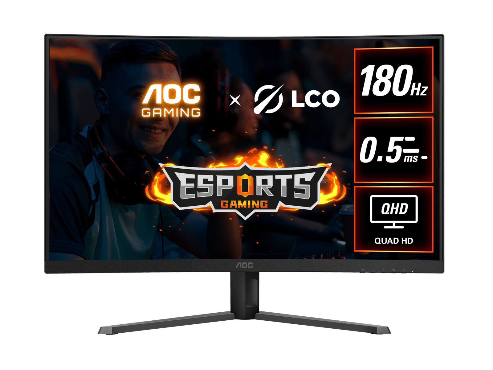 AOC 31.5" QHD Curved Monitor (CQ32G4E) 180Hz VA, 0.5ms MPRT, 1500R curve, DP 1.4, HDMI 2.0, tilt adjustable