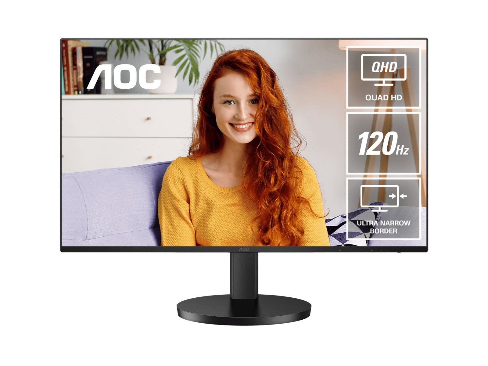 AOC 27" IPS Monitor Q27B3CF3 120Hz, 1ms, USB-C (65W), HDMI 2.0, USB hub, speakers, height-adjustable, VESA