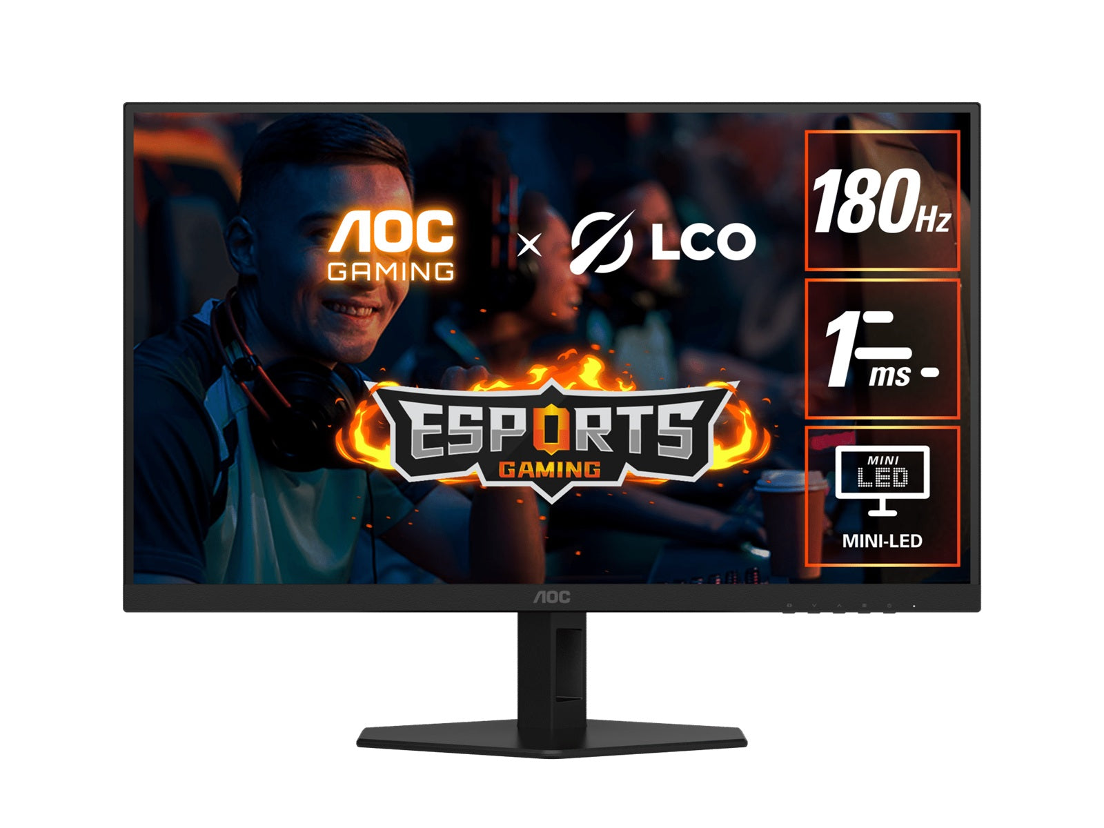 AOC 27" QD-MiniLED Monitor QHD 180Hz, 1ms, DP 1.4, HDMI 2.0, tilt adjusable
