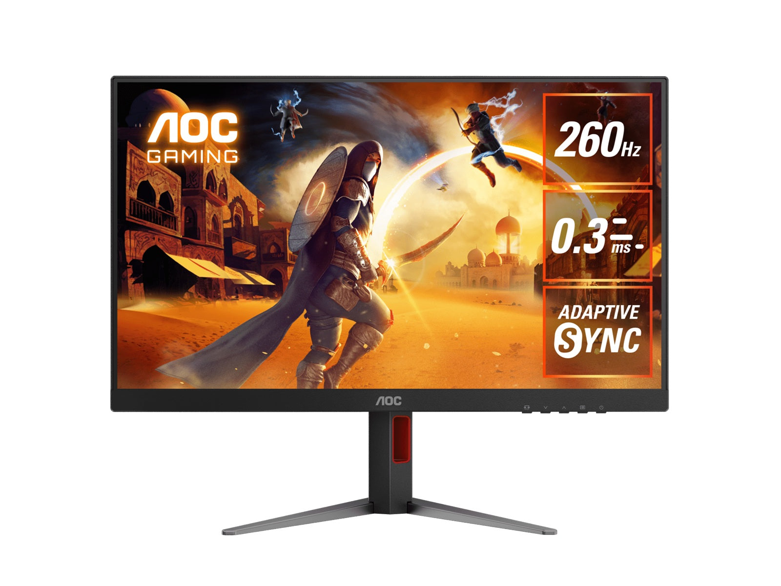 AOC 27" Gaming Monitor QHD 260Hz (OC), 0.3ms MPRT, IPS panel, DP 1.4+DSC, HDMI 2.0, fully adjustable stand
