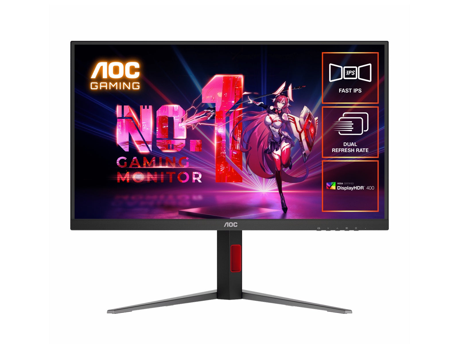 AOC 27" Fast IPS Monitor U27G4: 3840x2160 160Hz 320Hz 0.5ms HDMI 2.1, DP 1.4, ergonomic stand, VESA