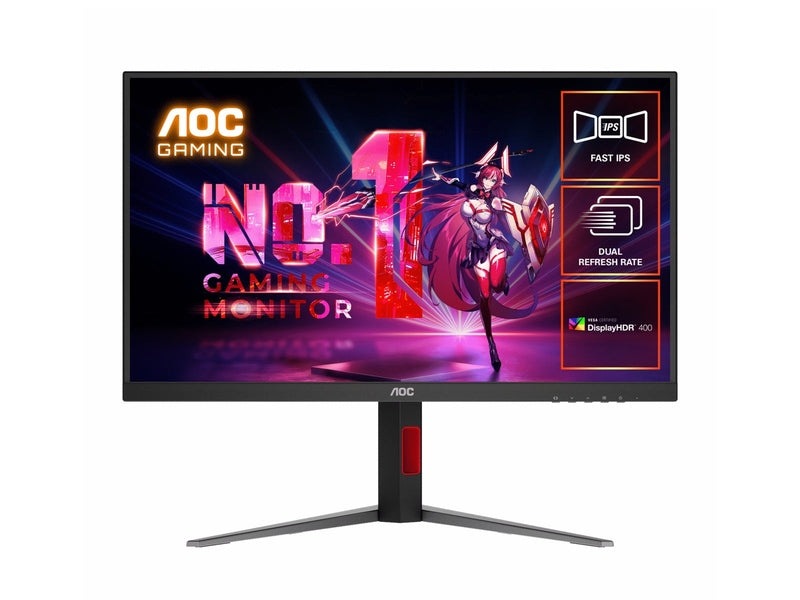 AOC 27" Fast IPS Monitor U27G4: 3840x2160 160Hz 320Hz 0.5ms HDMI 2.1, DP 1.4, ergonomic stand, VESA