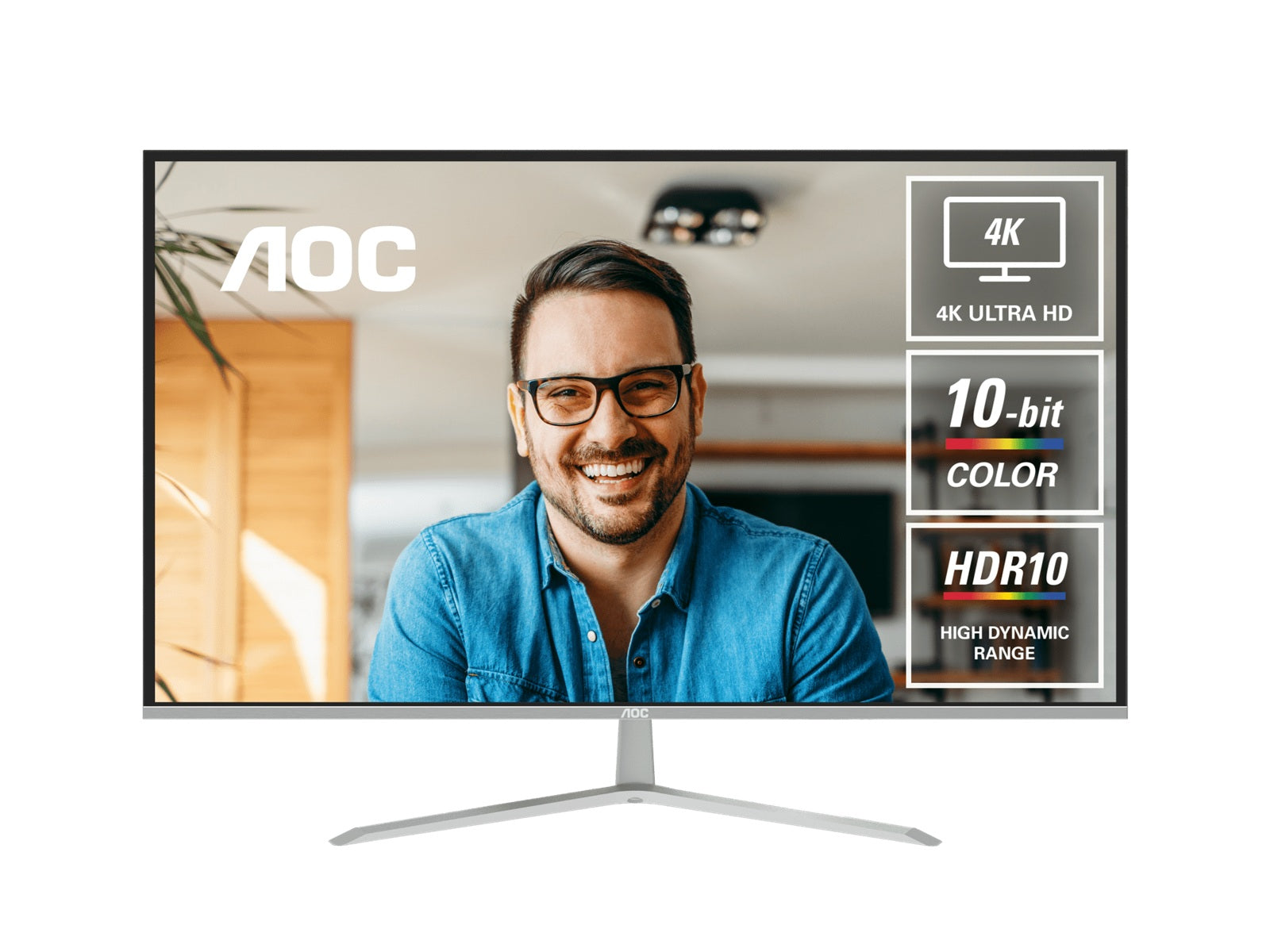 AOC 31.5" 4K Monitor UHD 60Hz, VA panel, 4ms GtG, DP 1.4, HDMI 2.0, tilt adjustable