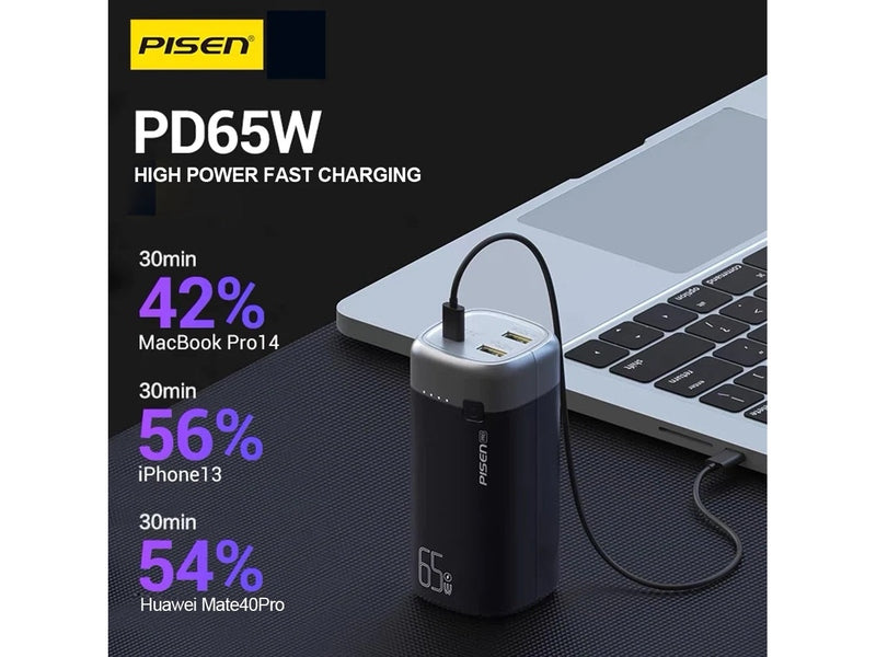 Pisen Pro 20k mAh 65W Laptop Power Bank - Black 6902957190350