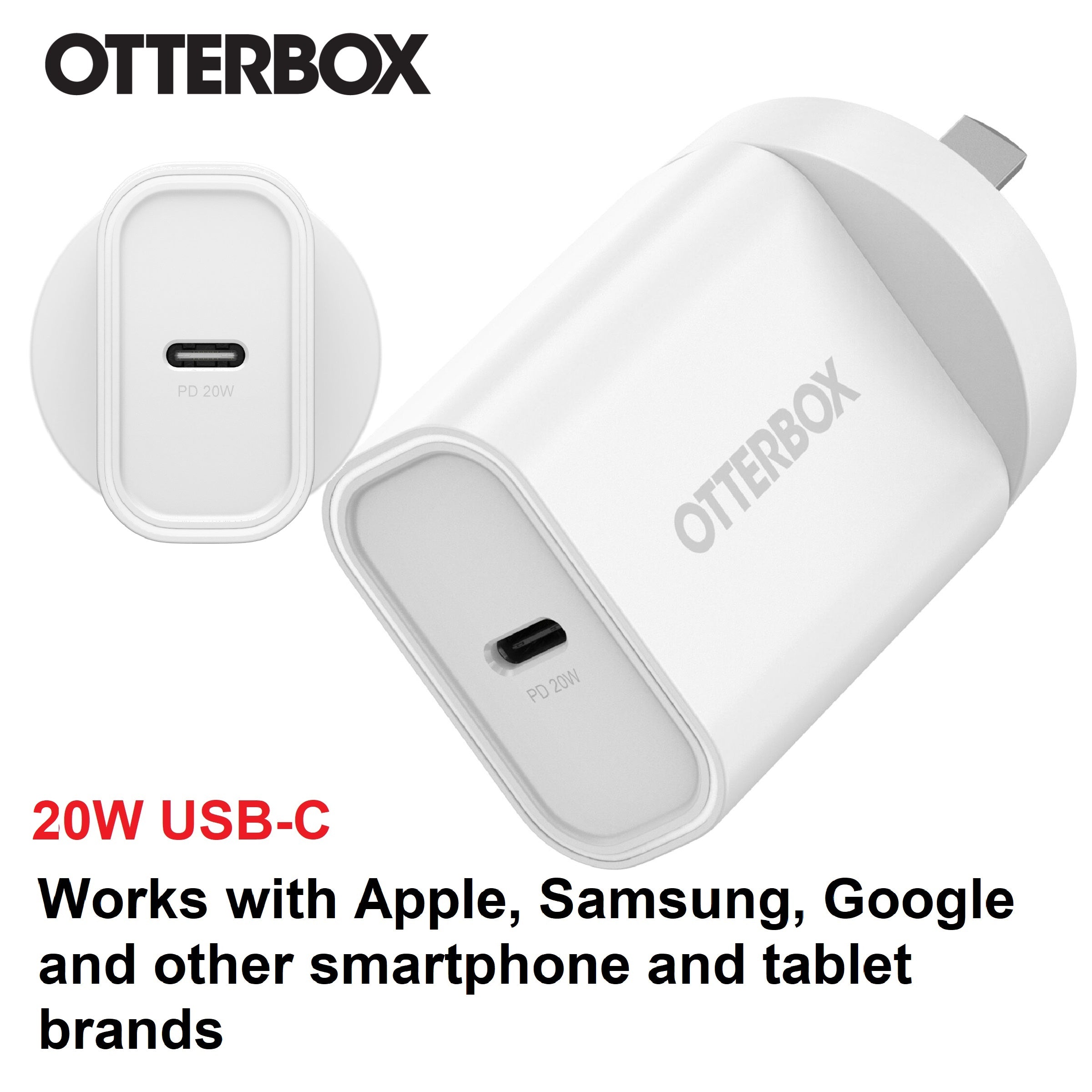 OtterBox 20W USBC Type I PD Fast Wall Charger White