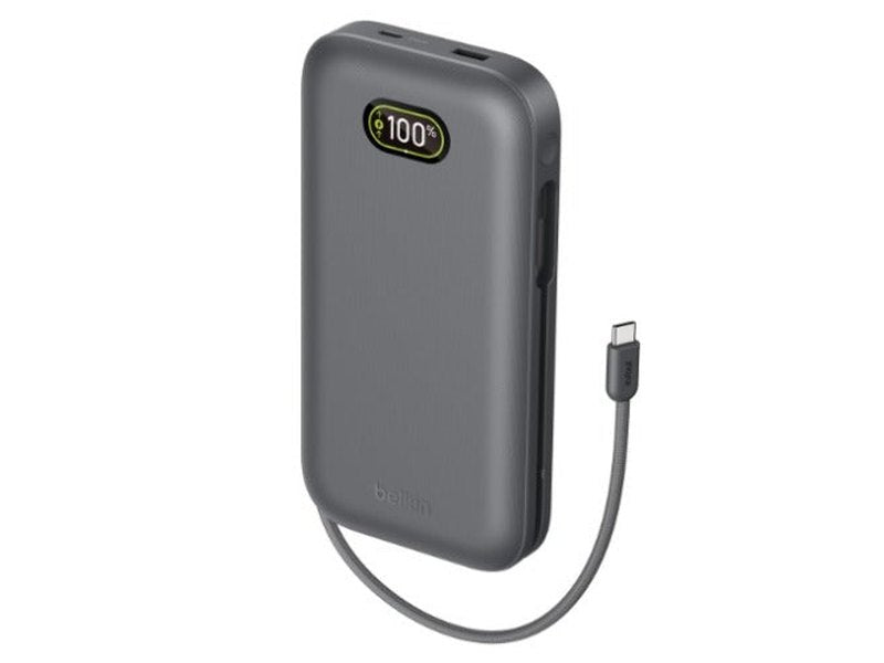 Belkin UltraCharge Pro Laptop Power Bank 27K with140W Integrated USB-C Cable 30cm - Charcoal BPB040fqCH , 2xUSB-C, 1xUSB-A, $2500 CEW, 2YR
