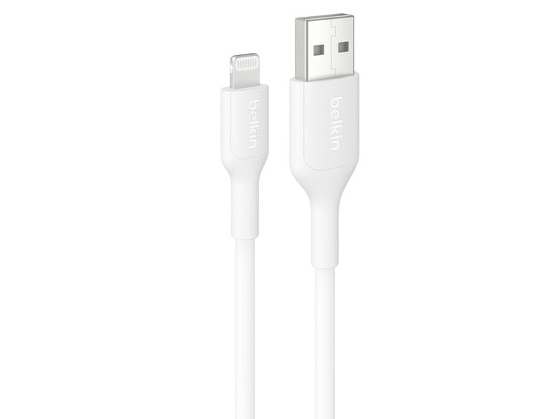 Belkin BoostCharge Lightning to USB-A Cable 1M - White CAA019fq1MWH , 2.4A/15W, 480Mbps, 300K+ Bends, Apple iPhone, iPad, 2YR