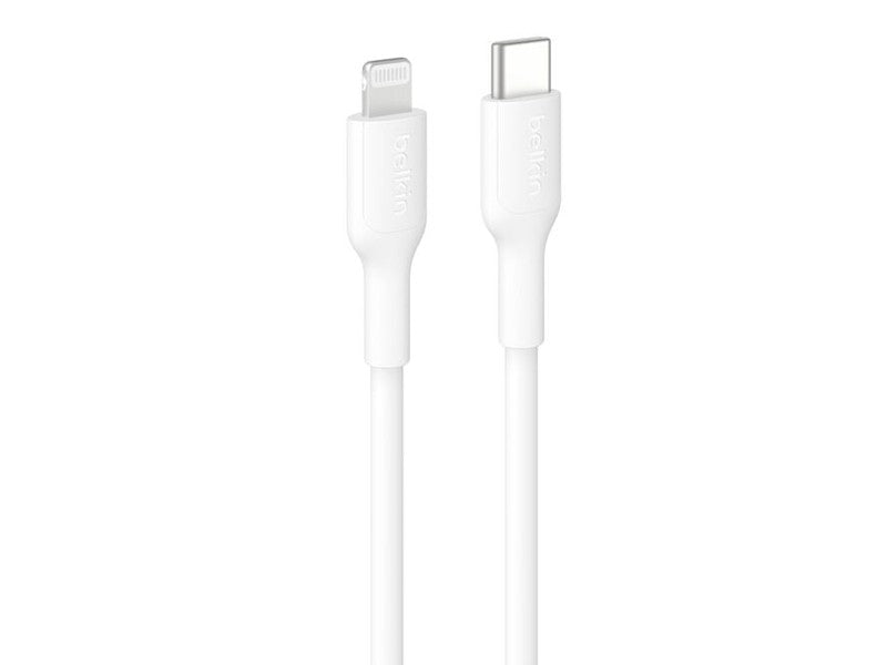 Belkin BoostCharge Lightning to USB-C Cable 1M - White CAA021FQ1MWH , 3A/15W, 480Mbps, 300K+ Bends, Apple iPhone, MFI-Certified, 2YR