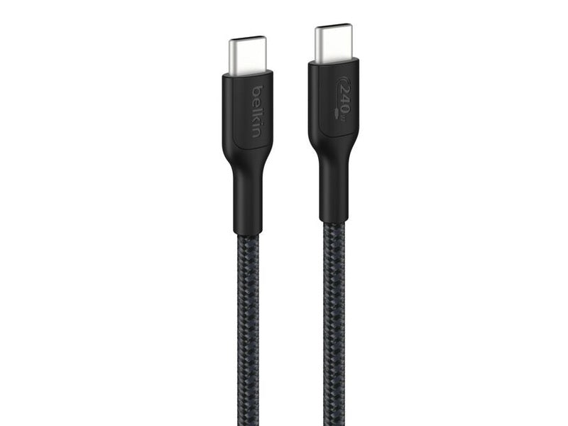 Belkin BoostCharge Pro Braided USB-C to USB-C Cable 1M - Black CAB025FQ1MBK , 5A/240W, 480Mbps, 350K+ Bend, USB-IF Certified, 2YR