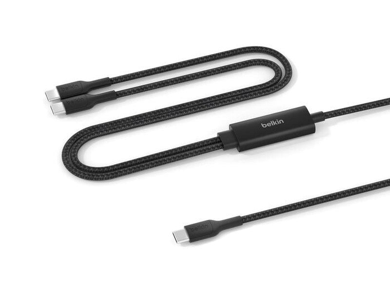 Belkin BoostCharge Pro Braided USB-C to Dual USB-C Cable 1.5M - Black CAC004fq1.5MBK , 140W, 480Mbps, 350K+ Bends, Apple, 2YR