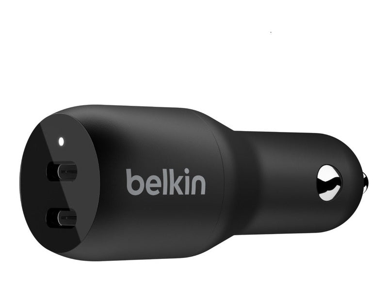 Belkin BoostCharge Dual 36W USB-C Car Charger - Black CCB002btBK , 2xUSB-C 18W , Safe & Optimized, Best for Apple & Samsung, $2500 CEW, 2YR