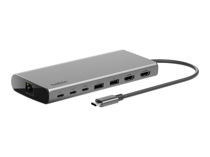 Belkin Connect Universal USB-C 8-in-1 Dual Display Core Hub -Space Grey INC015btSGY-CZ , 100W PD, Dual 4K HDMI 60Hz/30Hz, 10Gbps, 2xUSB-C & A, 2YR