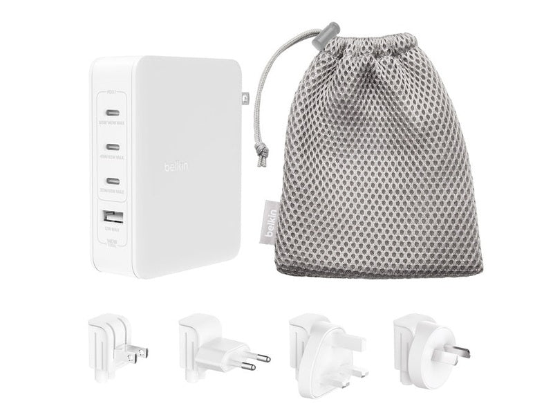 Belkin BoostCharge Pro 140W USB-C PD 3.1 4-Port GaN Wall Charger - White