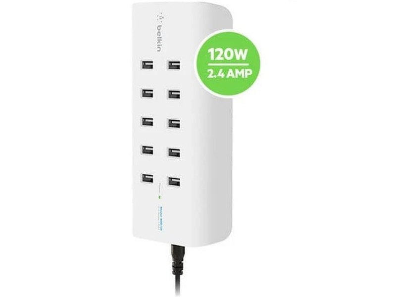 Belkin RockStar 10-Port USB-A Charging Station - White B2B139au , Intelligent Charging, 120W, Overcurrent protection, $5, 000 CEW, 2YR
