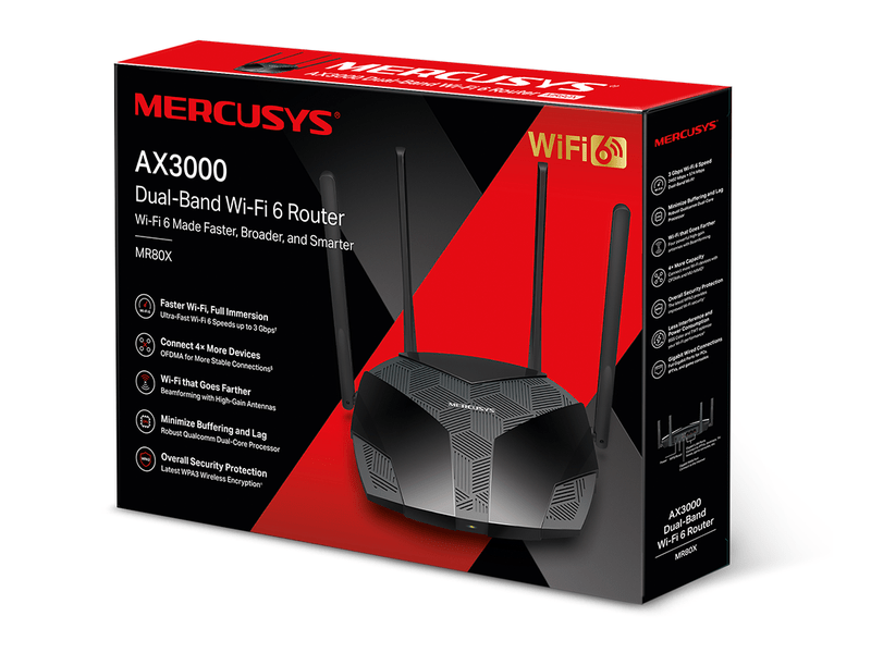 TP-Link Mercusys MR80X AX3000 Dual-Band Wi-Fi 6 Router