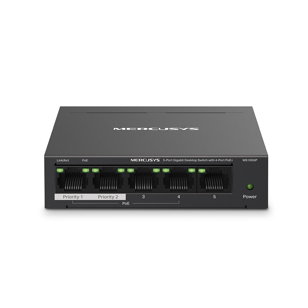 TP-Link Mercusys MS105GP 5-Port Gigabit Desktop Switch, 4-Port PoE+