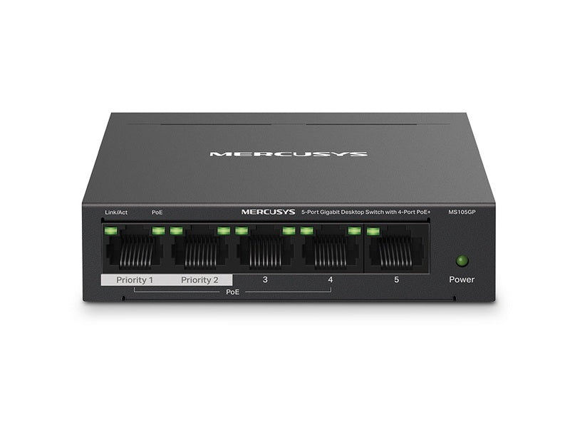 TP-Link Mercusys MS105GP 5-Port Gigabit Desktop Switch, 4-Port PoE+