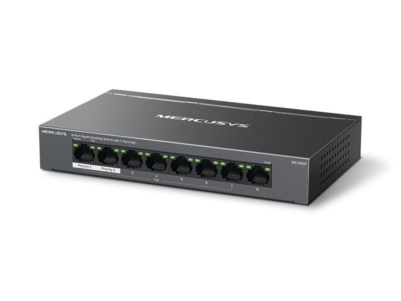 TP-Link Mercusys MS108GP 8-Port Gigabit Desktop Switch, 7-Port PoE+