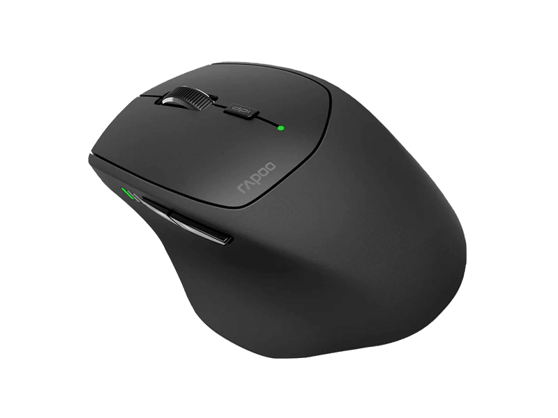 RAPOO MT550L Multi-Mode Wireless Ergonomic Optical Mouse -7 evels adjustable DPI, Smart Switch up to 5 devices, Ideal for Desktop PC, Notebook