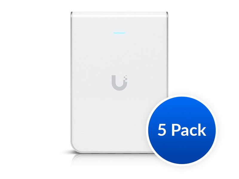 Ubiquiti UniFi Wi-Fi 6 In-Wall, U6-IW-5, *5 Pack* , Wall-mounted Access Point with a Built-in PoE Switch,115 m² Coverage