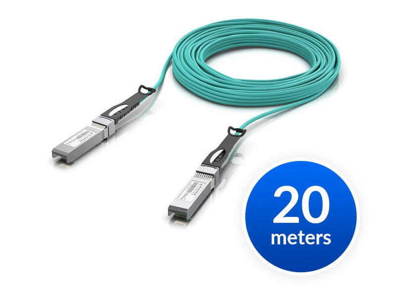 Ubiquiti 25 Gbps Long-Range DAC, Long-range SFP28, 20m , Support 25/10/1 Gbps, PVC Cable Jacket, Aqua Color