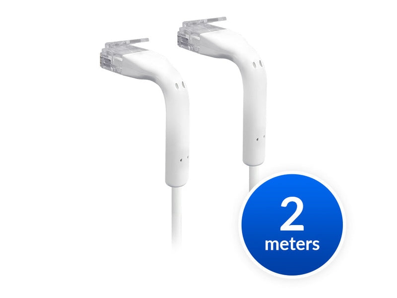Ubiquiti UniFi Patch Cable Single Unit, 2m, White, End Bendable to 90 Degree, RJ45 Cat6, Ultra-Thin 3mm Diamete