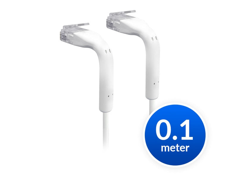 Ubiquiti UniFi Patch Cable Single Unit, 0.1m, White, Both End Bendable to 90 Degree, RJ45 Cat6, Ultra-Thin 3mm Diameter