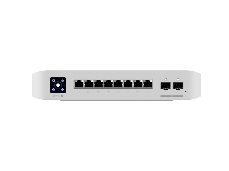 Ubiquiti UniFi Network, Switch, 8-Port, POE 120W, 6 GbE PoE+ Ports, 2 GbE PoE++ Ports, 2 10G SFP+ Ports, Layer 3, Wall Mount,