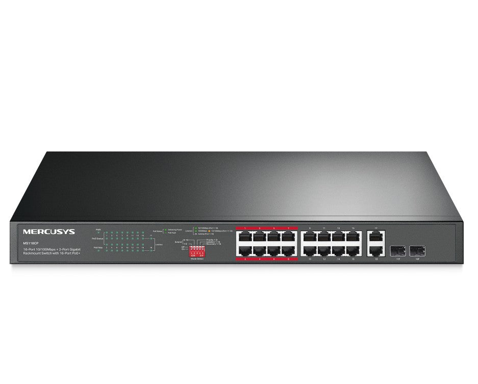 TP-Link Mercusys MS120GP 20-Port Gigabit Rackmount Switch, 16-Port PoE+