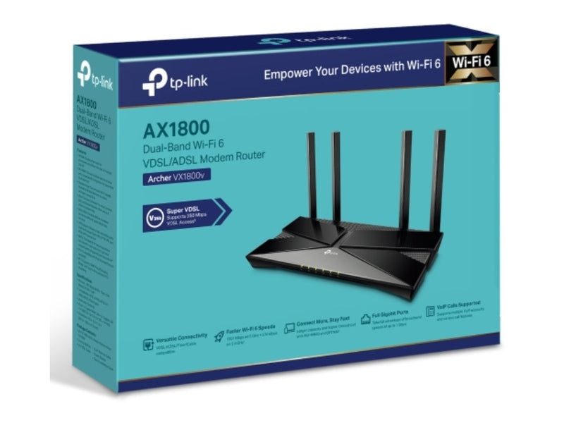 TP-Link Archer VX1800v AX1800 Dual-Band Wi-Fi 6 VDSL Modem Router With VoIP