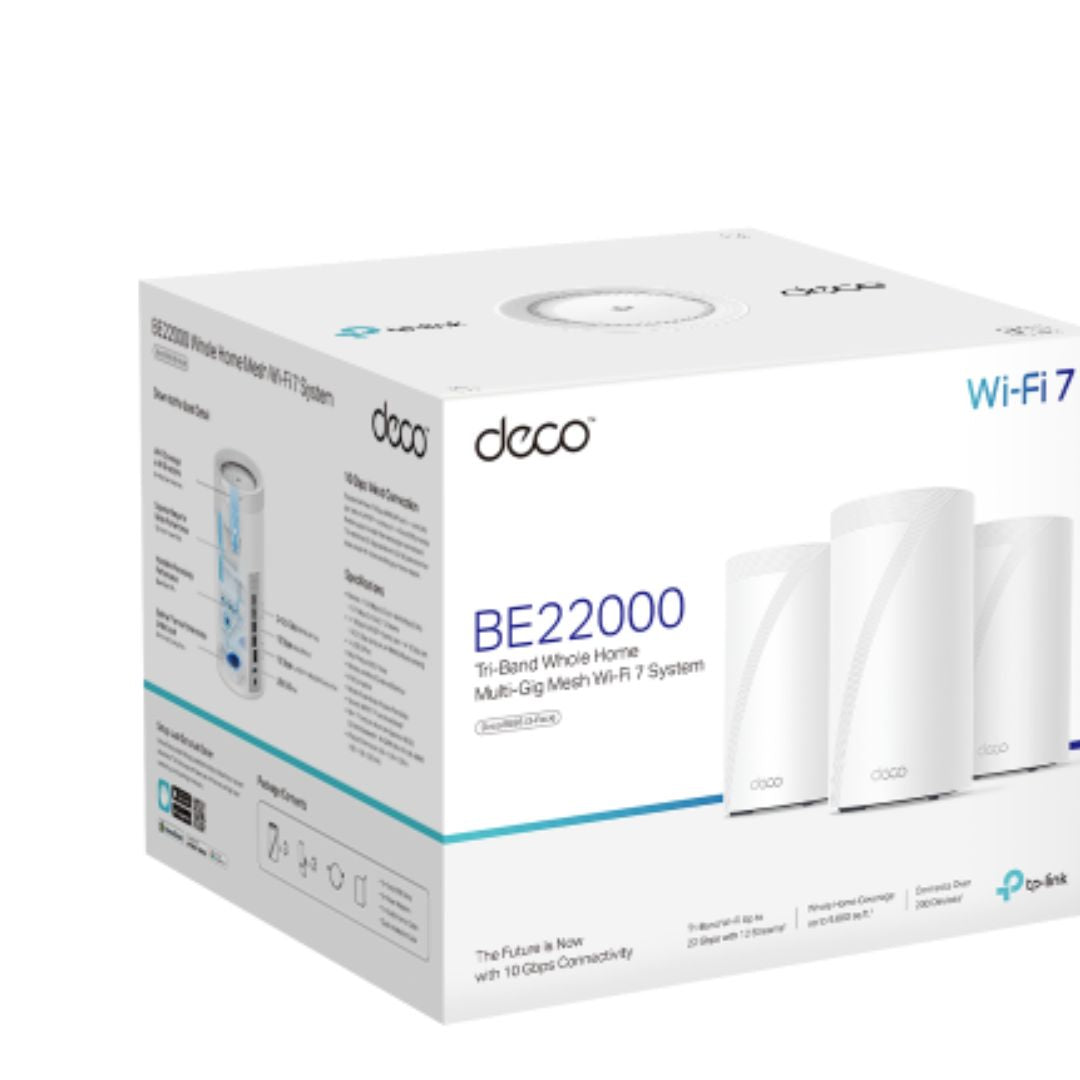 TP-Link Deco BE85 3-pack BE22000 Tri-Band Whole Home Mesh Wi-Fi 7 System WIFI7