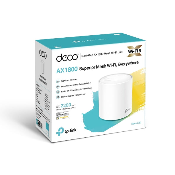 TP-Link Deco X20 1-pack AX1800 Whole Home Mesh Wi-Fi 6 System