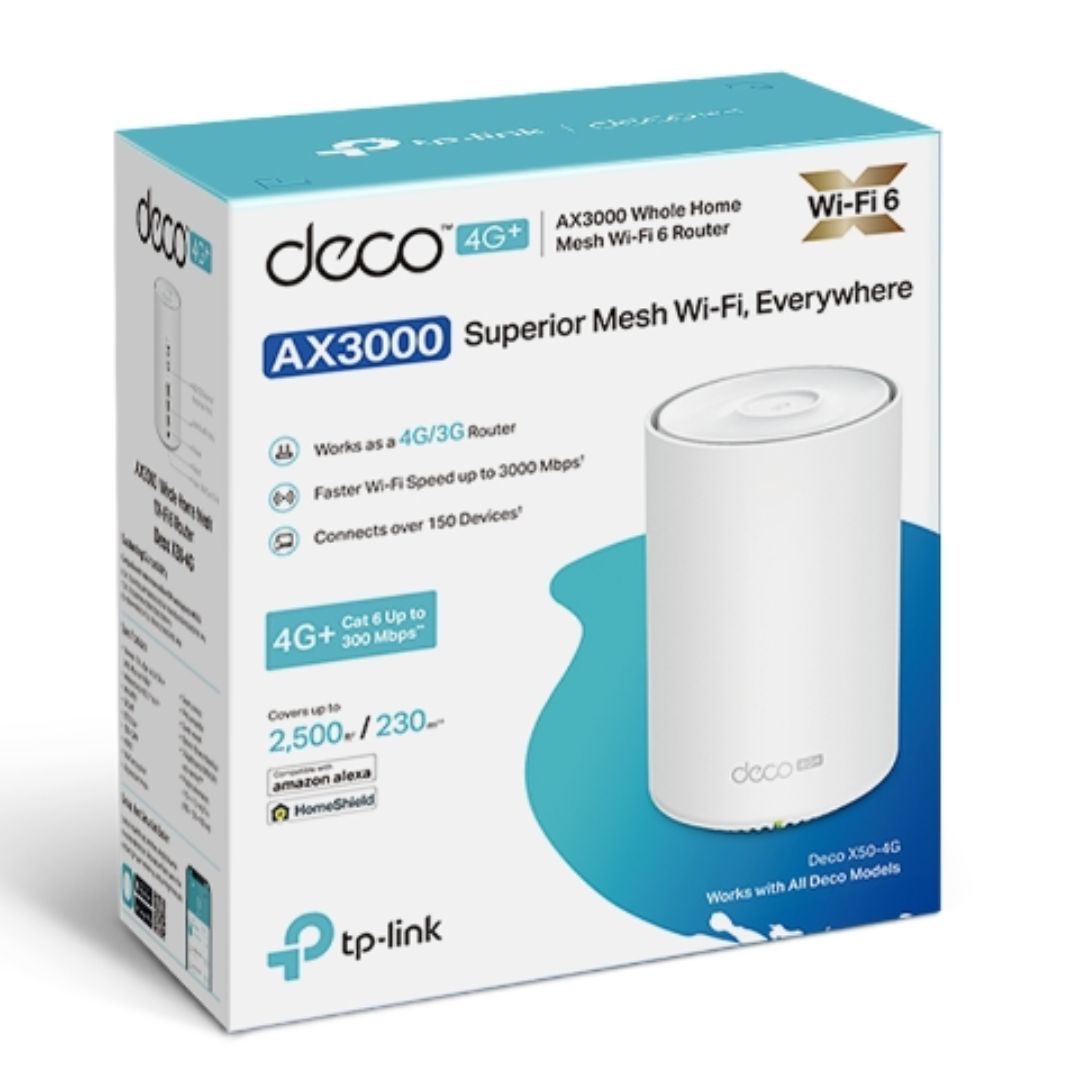 TP-Link Deco X50-4G 1-pack 4G+ AX3000 Whole Home Mesh Wi-Fi 6 Router
